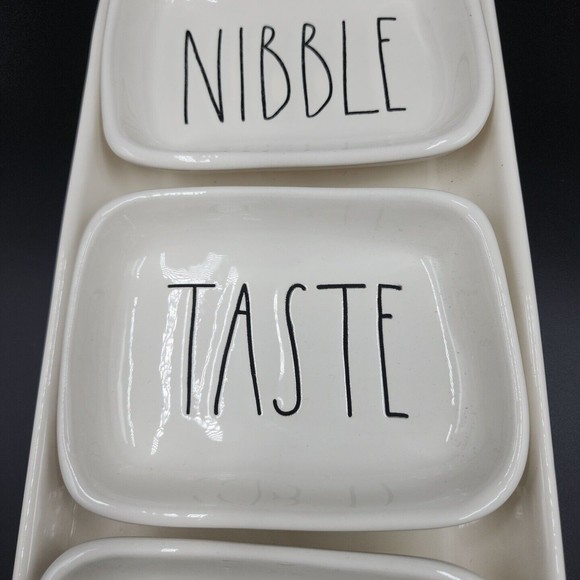 Rae Dunn Snack Set Eat Nibble Taste Dishes Plus Tray Magenta 4 Piece - Picture 3 of 8